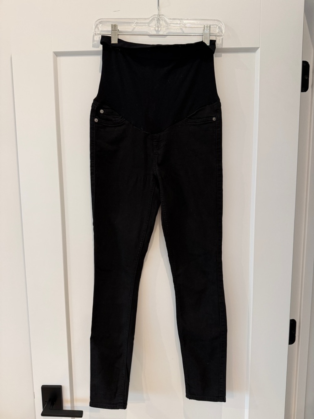 7 For All Mankind Black Maternity Skinny Jeans with Stretch Panel